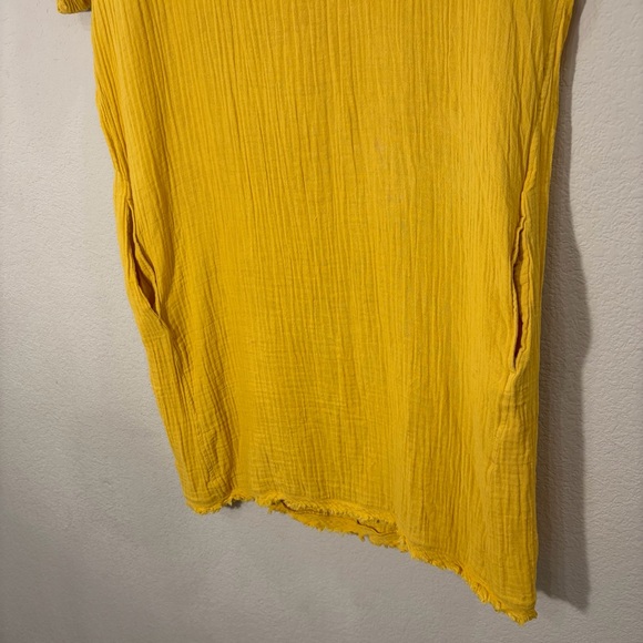 Eileen Fisher Organic Cotton Gauze Shift Dress Marigold Yellow Sz M Boho Cottage - Picture 5 of 12